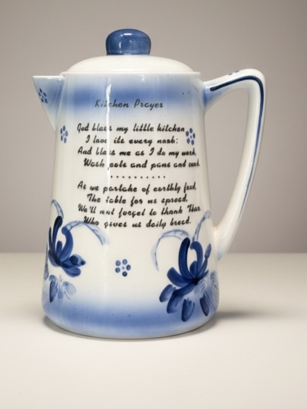 Vintage Hand Painted Blue Delft Coffee Pot Kitchen Prayer Wall Pocket